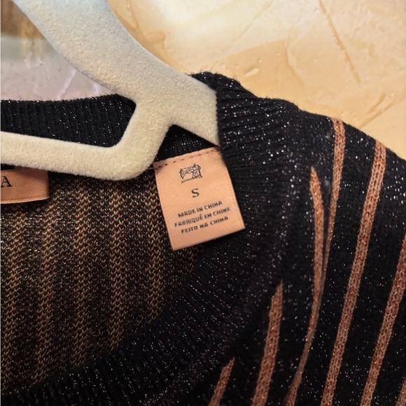 Scotch & Soda Voila Black and Tan Striped Crewneck Sweater Size S - Picture 3 of 5